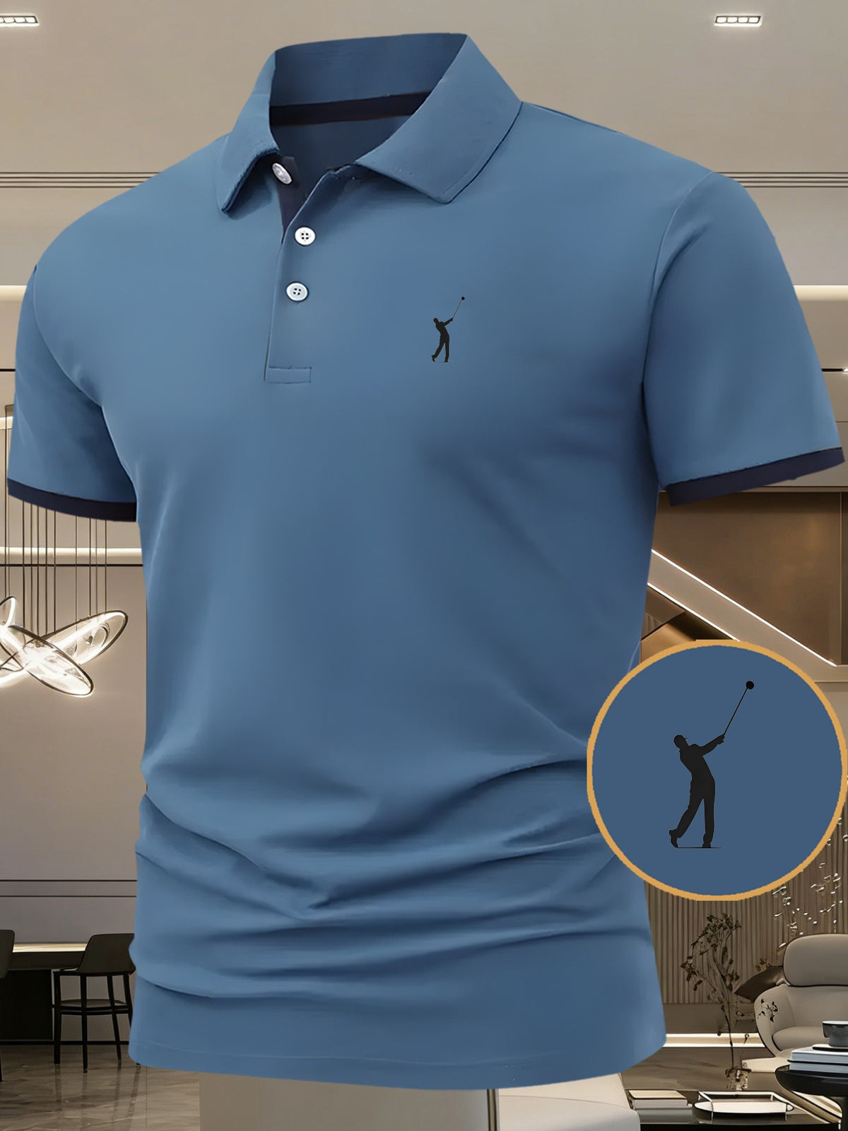 Men'S Pattern Print Top, Moisture-Wicking Polo Shirt, Versatile Short Sleeve Golf Shirt, Business Casual Dual-Use Style, Comfortable And Stylish Top, Ideal Holiday Gift