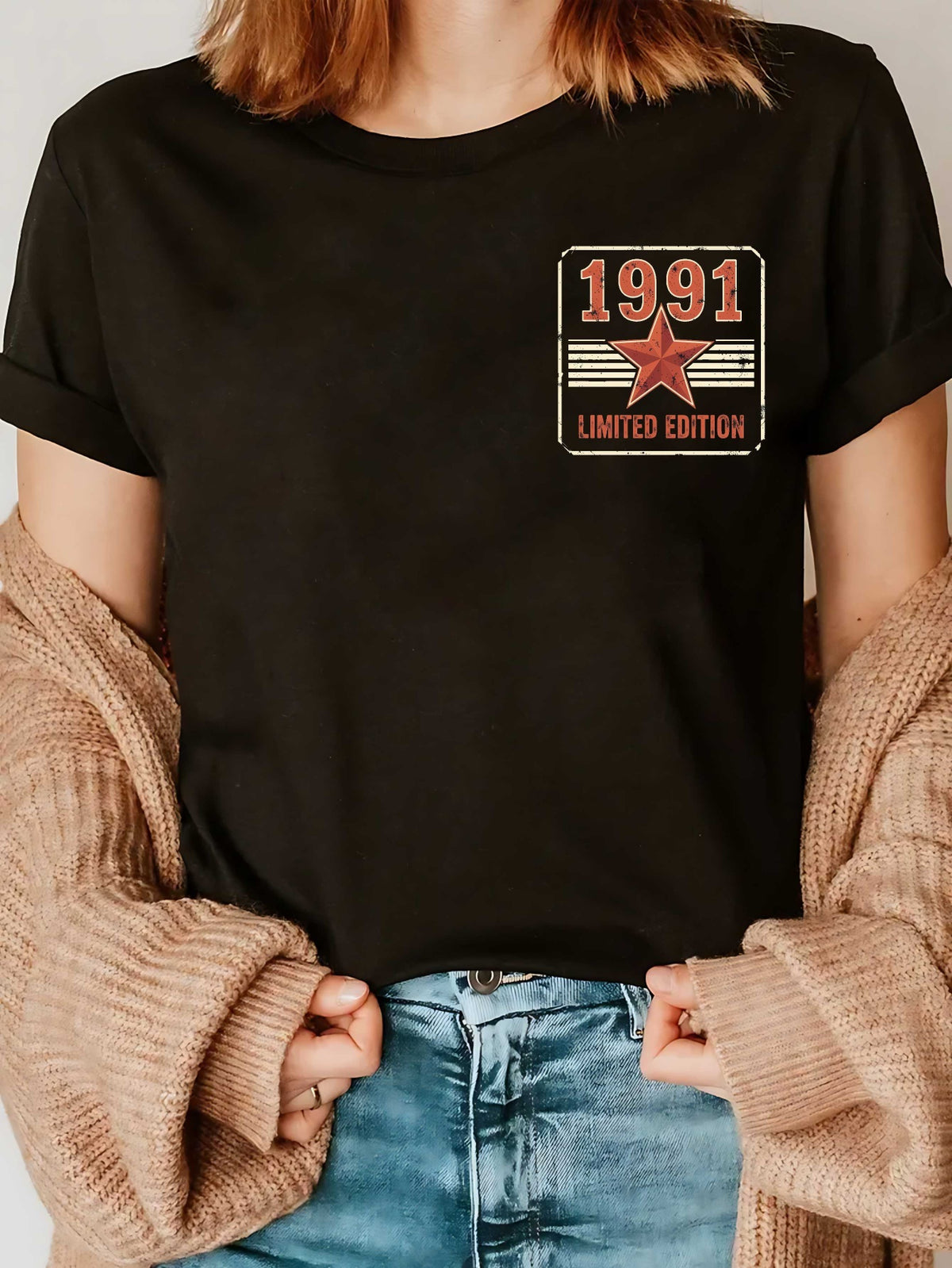 Teediy 1991 Vintage Star Emblem Women's Pure Comfortable T-shirt