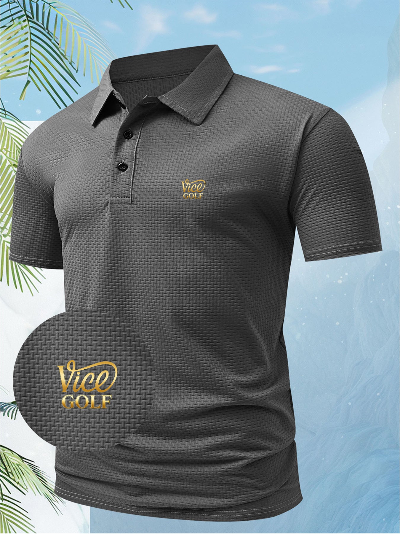 A Men's Unique and Creative Vice GOLF English Letter Fashion Design Logo-printed Short-sleeve Shirt, Suitable for All Seasons. The Regular Fit Combines European and American Fashion, Showcasing a Casual and Simple Style, Making It Ideal for Formal