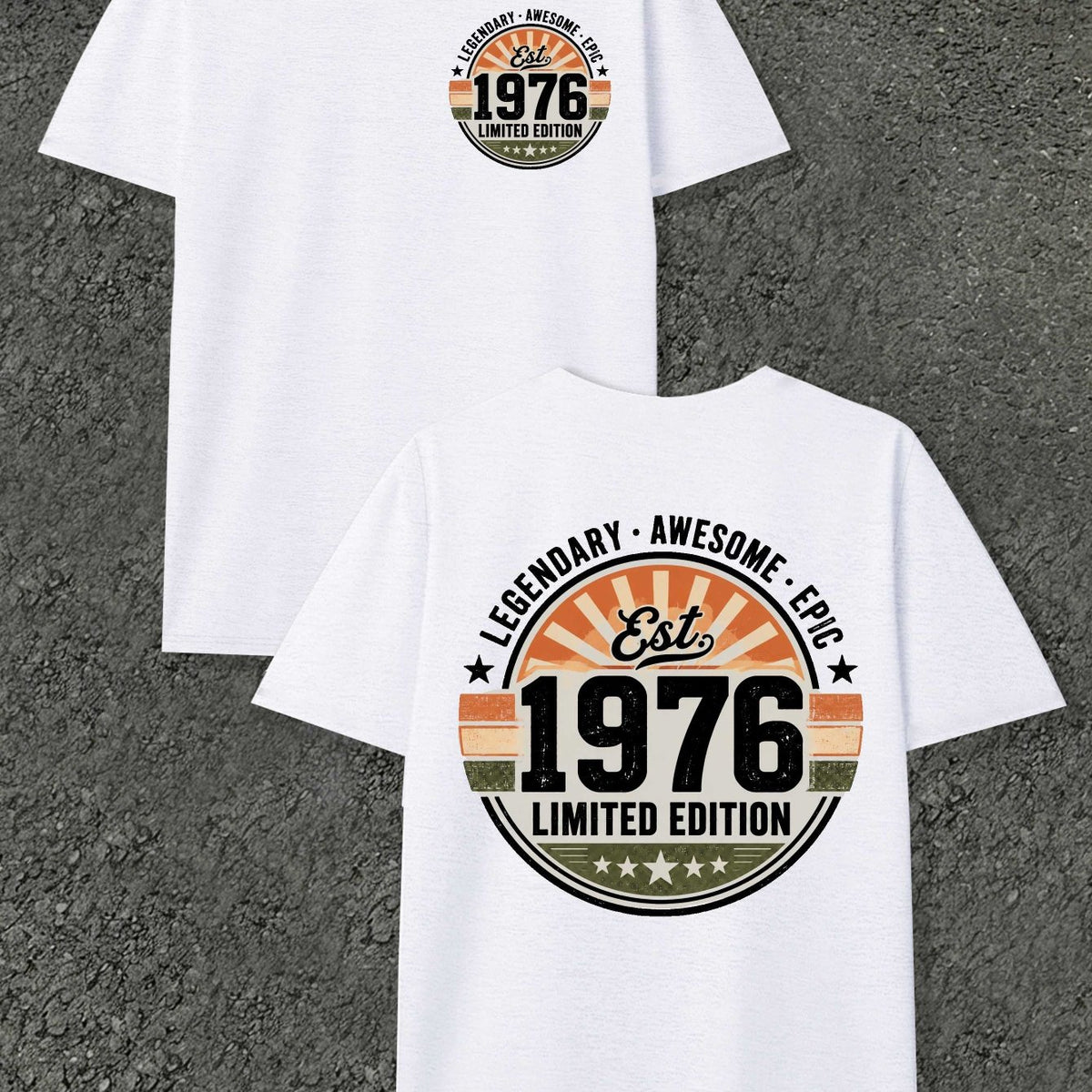 Men's Vintage 1976 Retro T-Shirt - Legendary Edition Round Neck Casual Tee with Iconic Markings, Suitable for - Wear, Machine Washable Fit for Everyday & Special Occasions