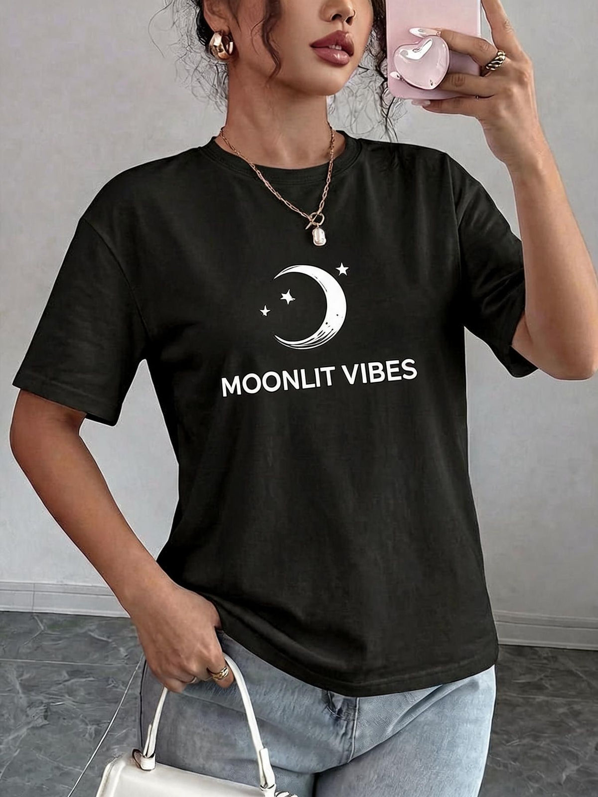 Women's Black Short Sleeve T-Shirt - Solid Color Plain Base Suitable for - Casual Wear, Versatile Plain Top for Layering or Everyday Outfits, Non- Style (No Transparency)