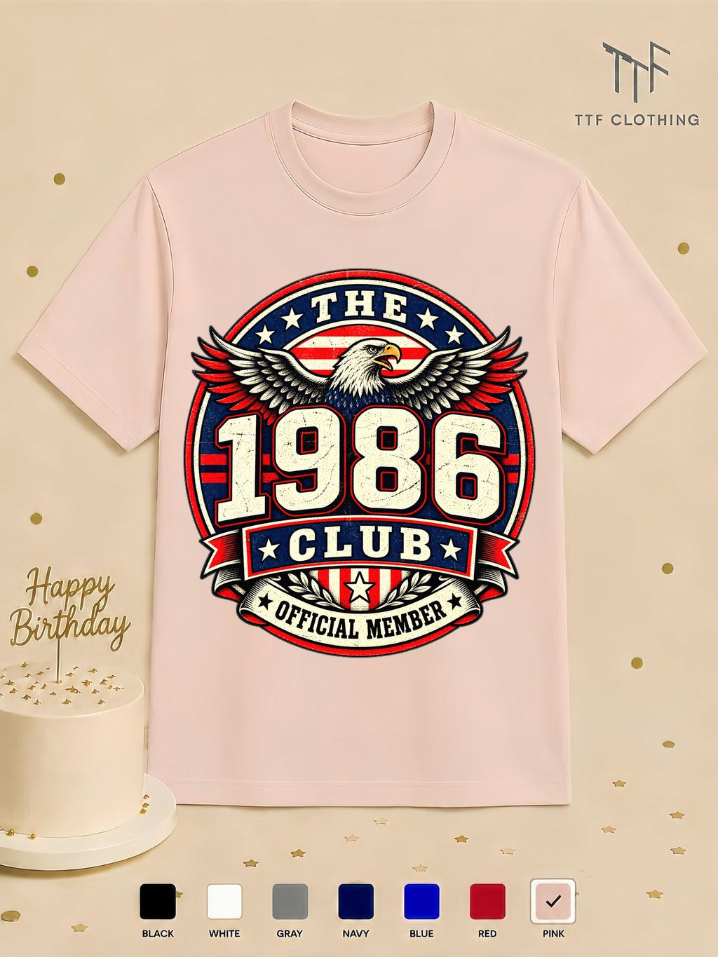 Unisex Birthday T-Shirt 1986 Club Official Member Vintage Birth Year Emblem Milestone Birthday Gift Celebration Party for Men Women Friends
