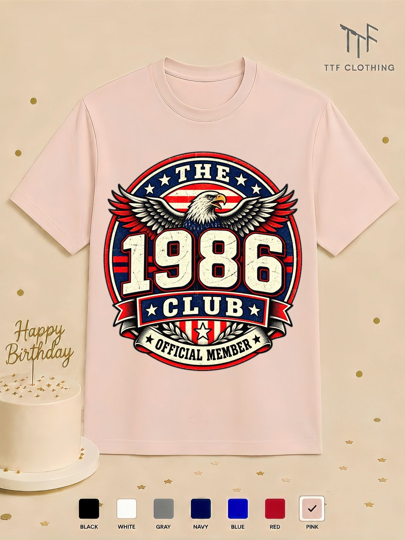 Unisex Birthday T-Shirt 1986 Club Official Member Vintage Birth Year Emblem Milestone Birthday Gift Celebration Party for Men Women Friends