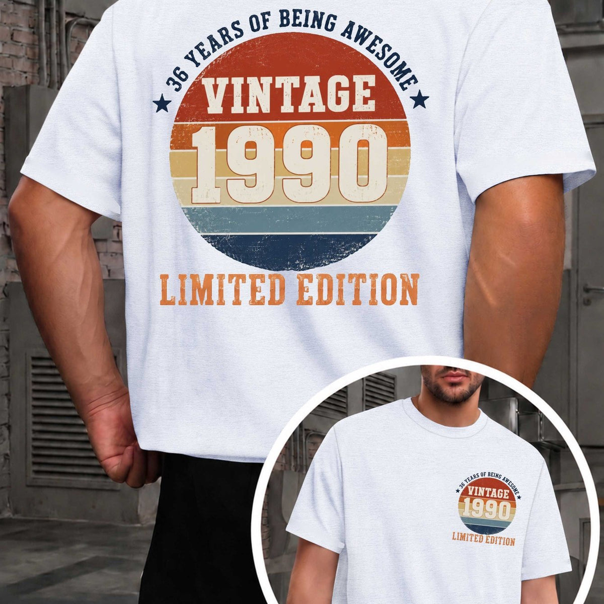 Vintage 1990 Birthday Edition Men's T-shirts with Markings