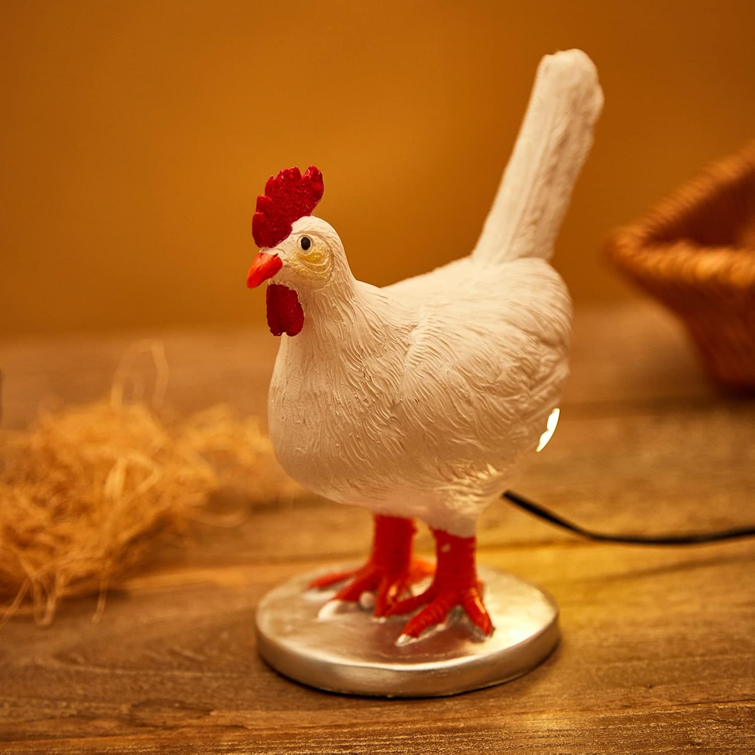 Chicken Egg Lamp Funny Lifelike Resin Night Light - The Chicken Lays A Glowing Egg Gift Home Decoration (Bronze)