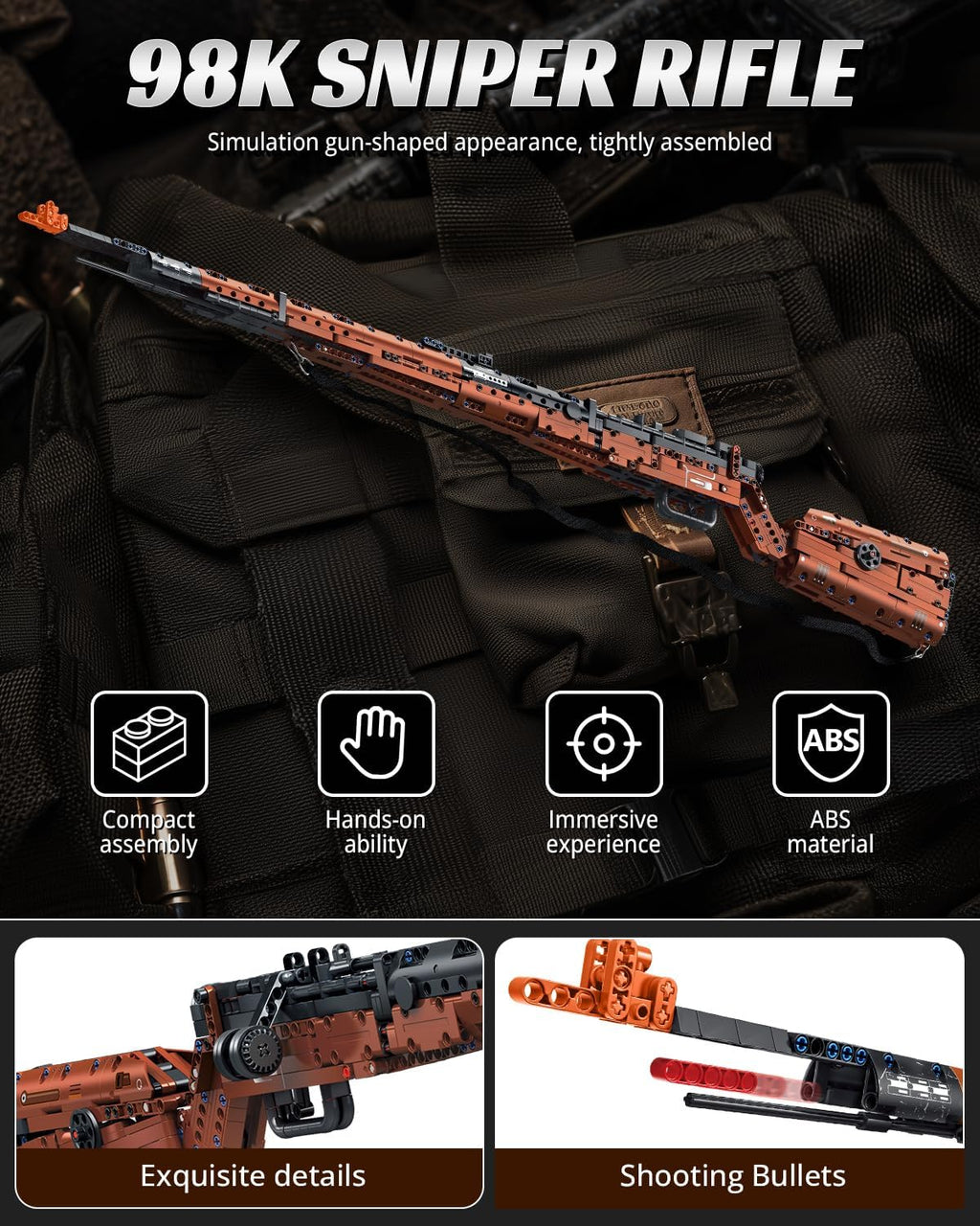 1:1 98K Building Blocks Sets - 1206 PCS Model Collection Toy Building Bricks Set - Simulation Militarily Toy Lovers for Kids and Adults Gift