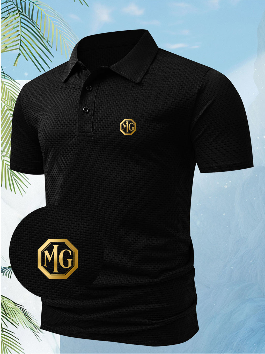A Men's Unique and Creative for MG English Letter Fashion Design Logo Polo Shirt, Suitable for All Seasons. The Regular Fit Combines European and American Fashion, Showcasing a Casual and Simple Style, Making It Ideal for Formal Occasions and Daily