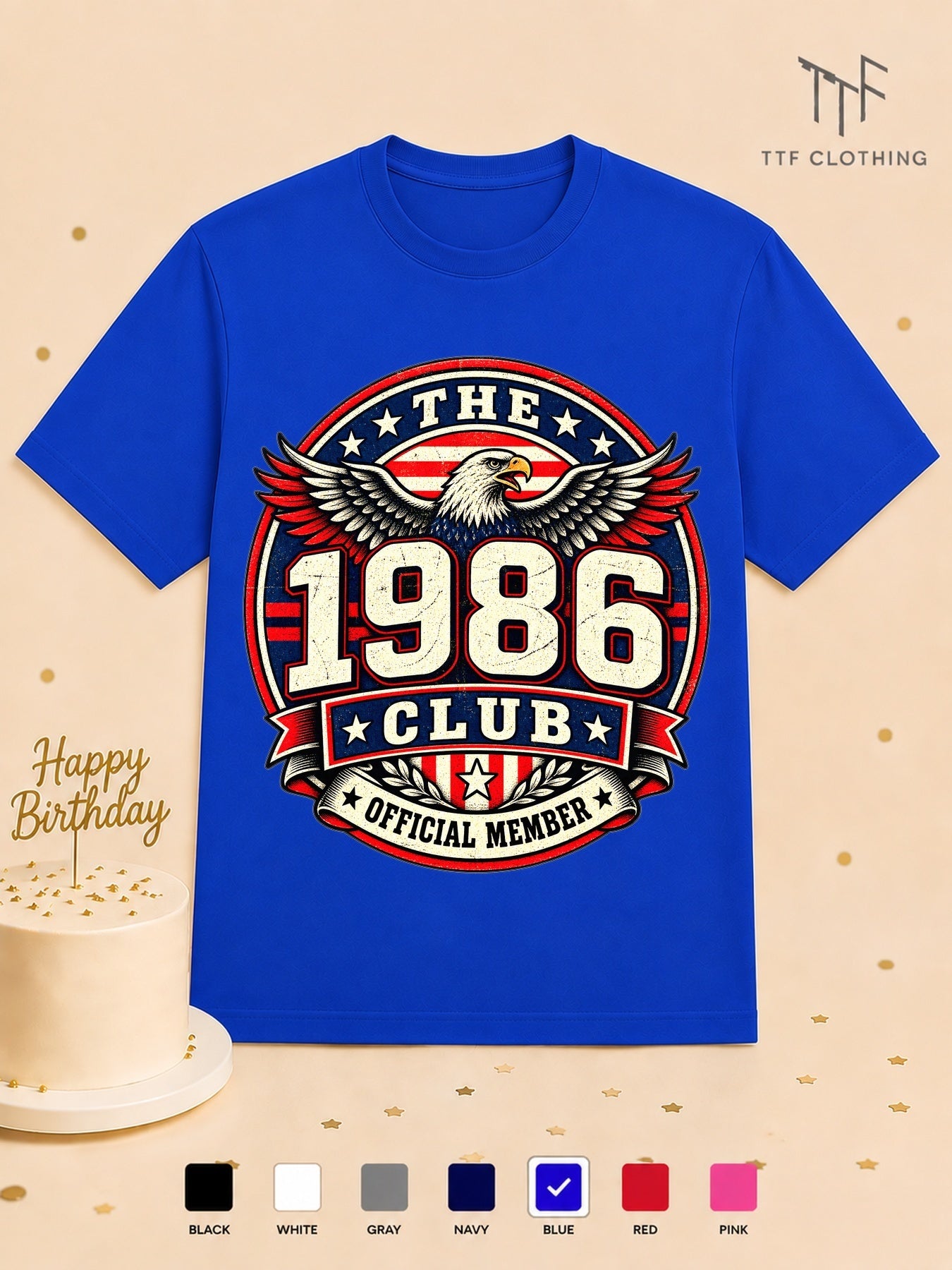 Unisex Birthday T-Shirt 1986 Club Official Member Vintage Birth Year Emblem Milestone Birthday Gift Celebration Party for Men Women Friends