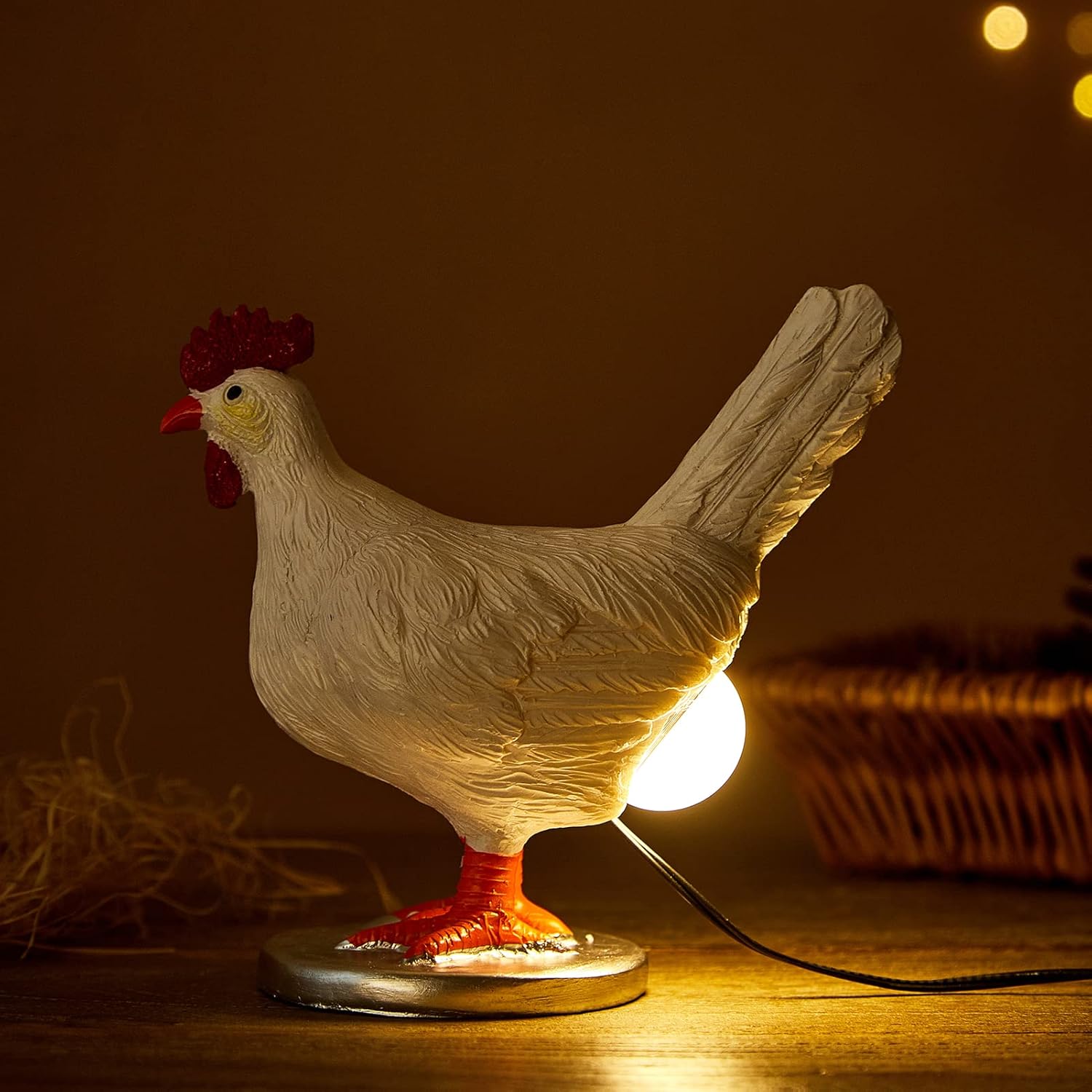 Chicken Egg Lamp Funny Lifelike Resin Night Light - The Chicken Lays A Glowing Egg Gift Home Decoration (Bronze)