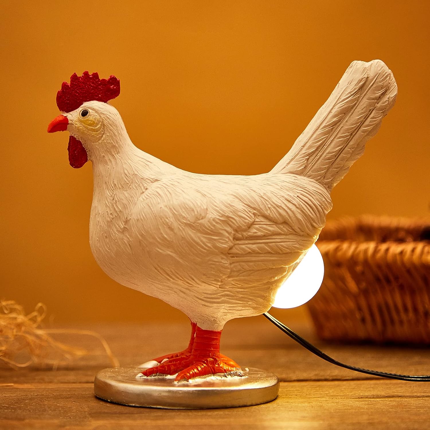 Chicken Egg Lamp Funny Lifelike Resin Night Light - The Chicken Lays A Glowing Egg Gift Home Decoration (Bronze)