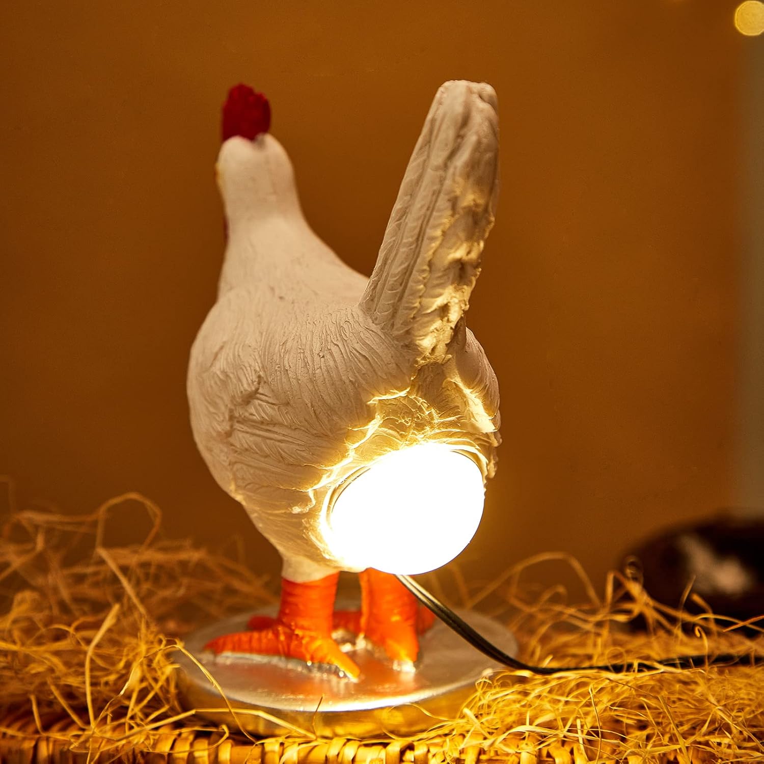 Chicken Egg Lamp Funny Lifelike Resin Night Light - The Chicken Lays A Glowing Egg Gift Home Decoration (Bronze)
