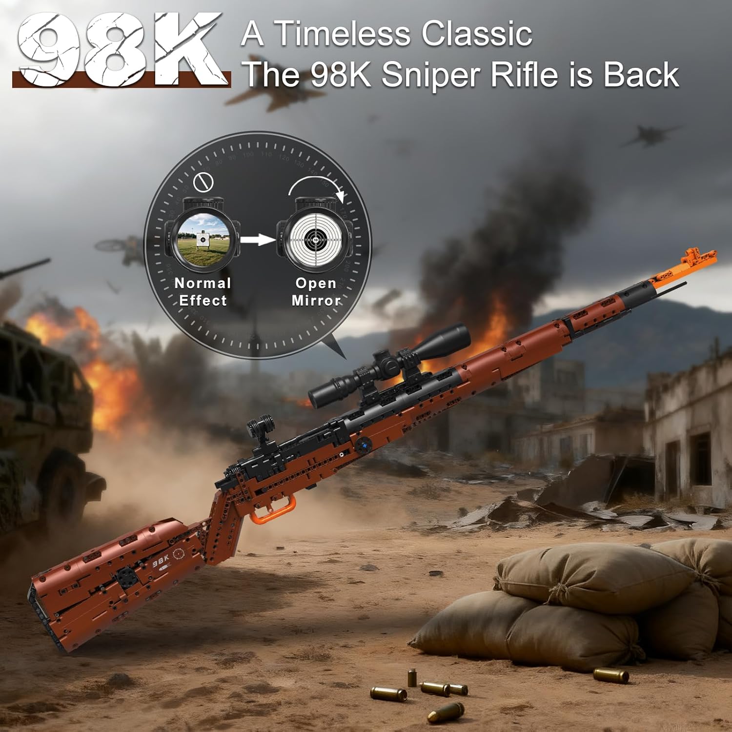 Sosuy Building Block Gun Sets, Kar98k DIY Shootable Sniper Rifle Model Guns Army Toys for Adult Teen Boys, Birthday Gifts for Men Kids Age 8+, Realistic Bricks Collection for Military Fan 1025PCS