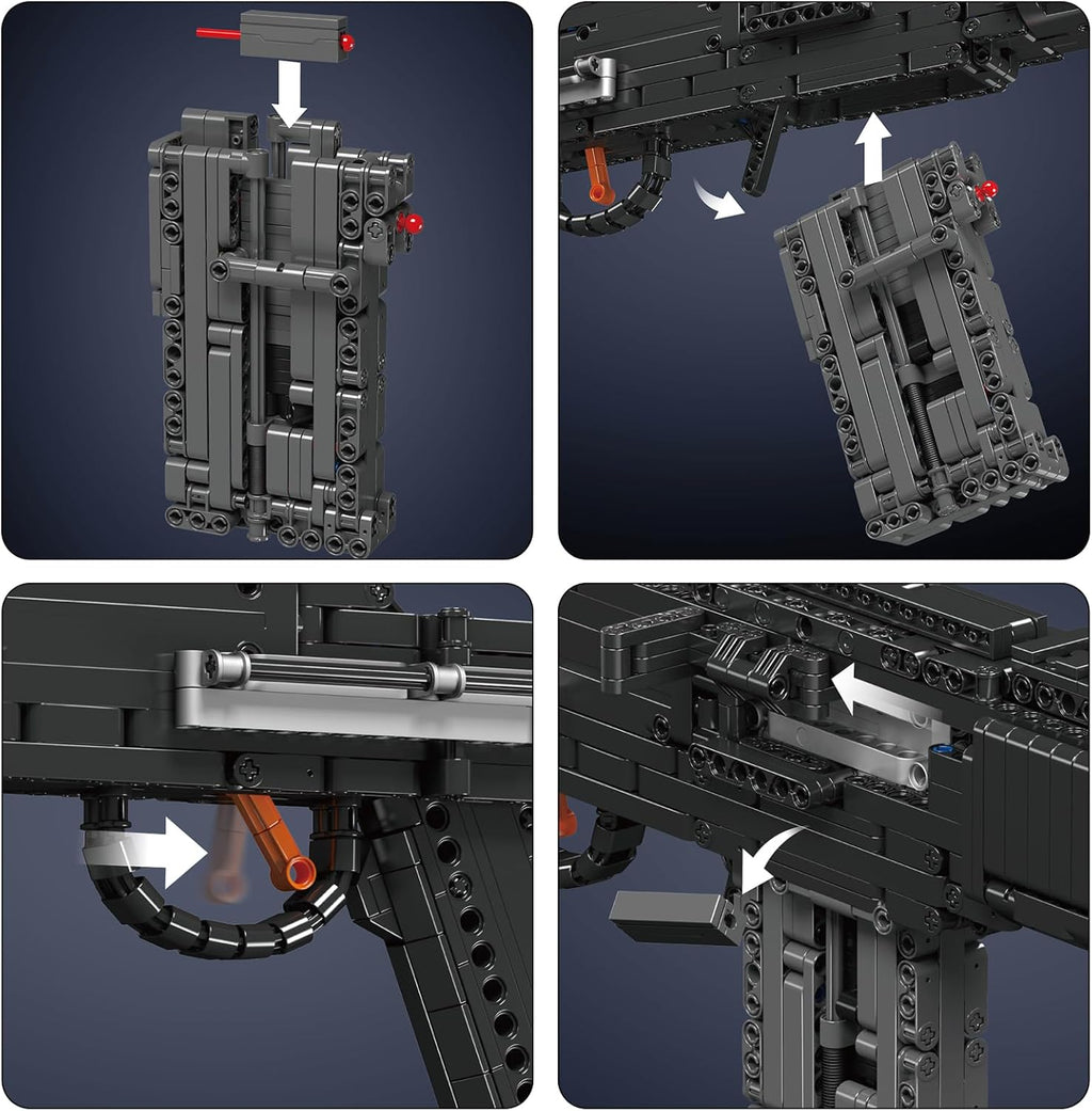 Mould King 1:1 MK14 Building Blocks Gun Model with Shooting Function, 14026 Military Model Construction Kit for Adult, Collectible Set Toys Gifts for Youth, 1606 PCS