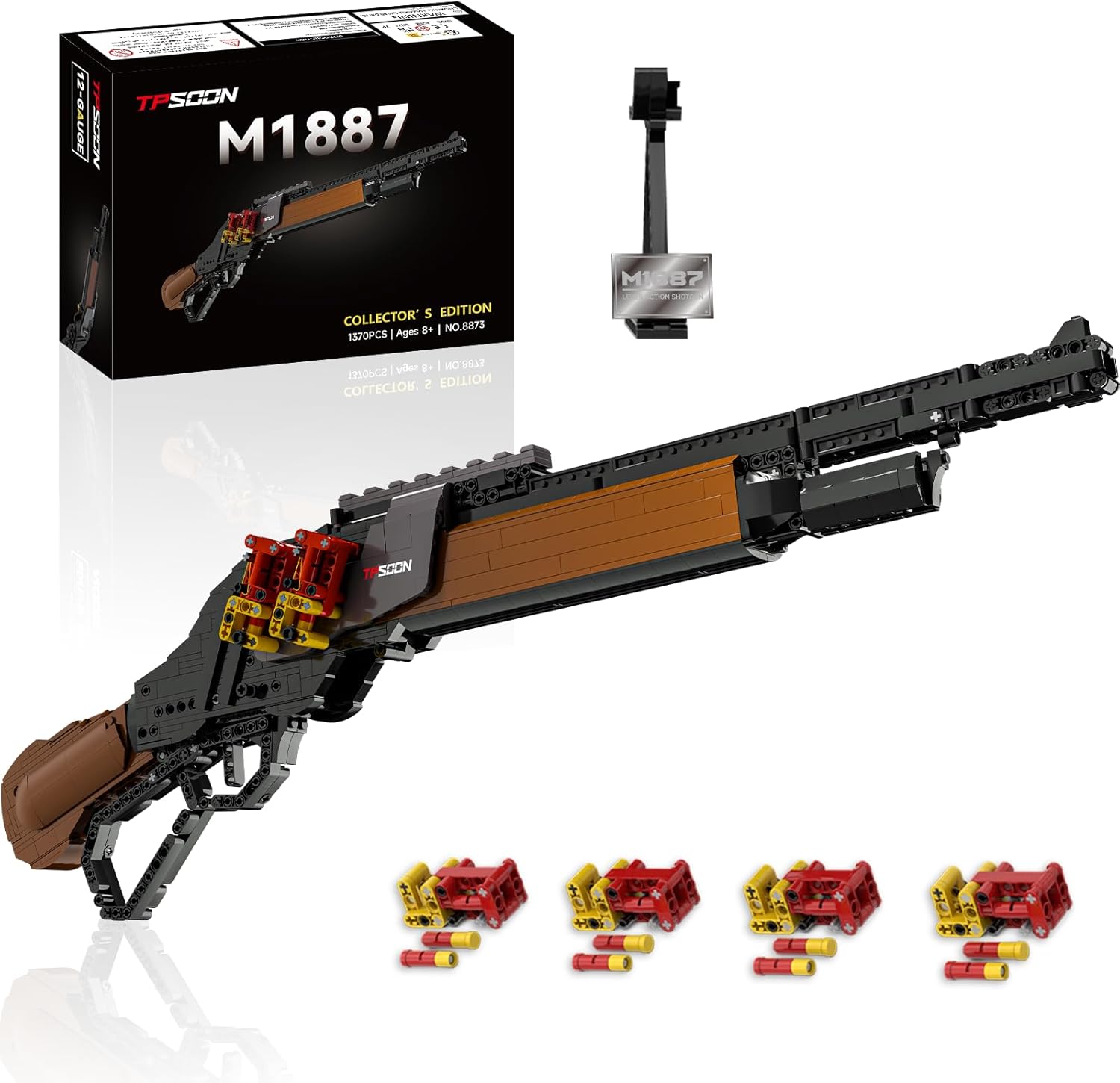 Sosuy Building Block Gun Sets, M1887 1:1 DIY Shootable Shotgun Model Guns Toys for Adult Teen Boys, Birthday for Men Kids Age 8+, Bricks Collection for Army Fan 1370PCS