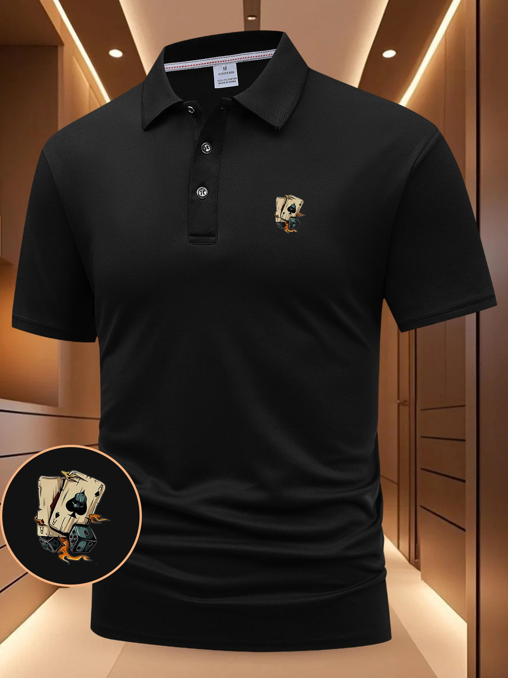Fashion Casual Men'S Poker And Dice Print Short-Sleeved Polo Shirt Daily Commute Party Wear Lapel Button Men'S Shirt Outdoor Sports Casual Business Comfortable Top