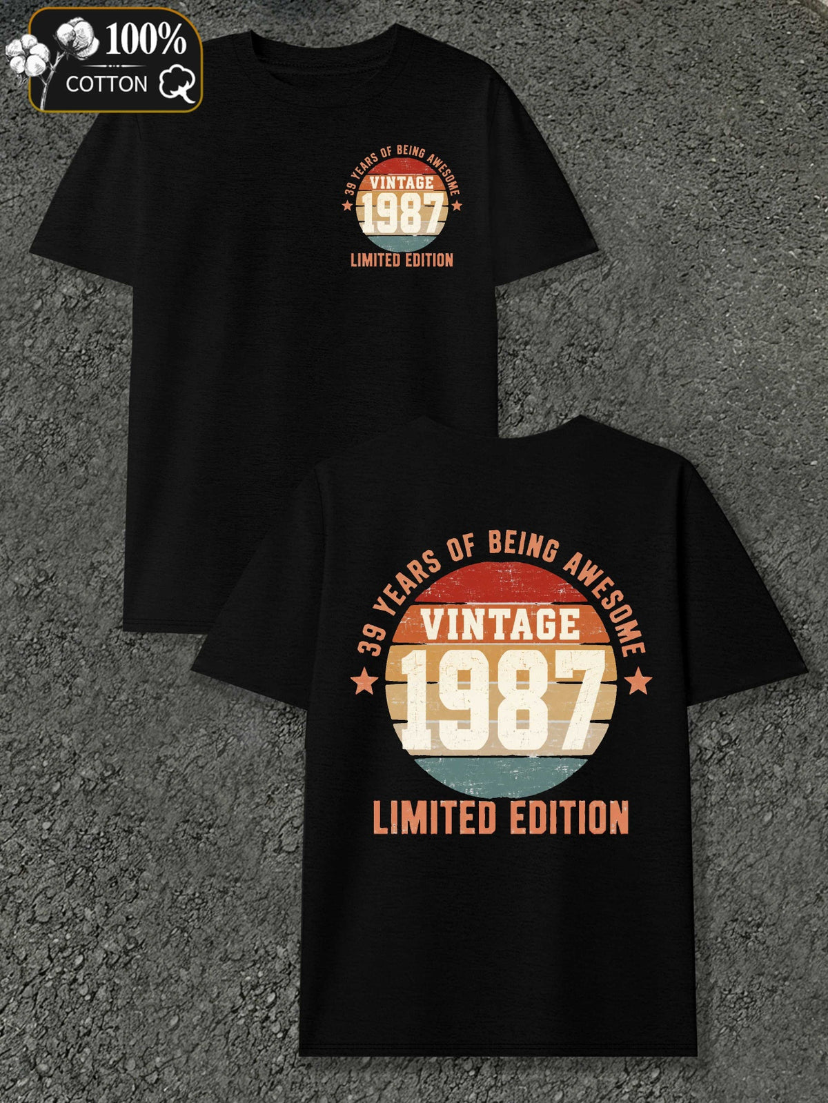 Men's Vintage 1987 Limited Edition T-Shirt - Retro 30+ Year Suitable for Casual Wear, Themed Events & Everyday Use, Machine Washable Round Neck Tee with Original Markings, Nostalgic Apparel