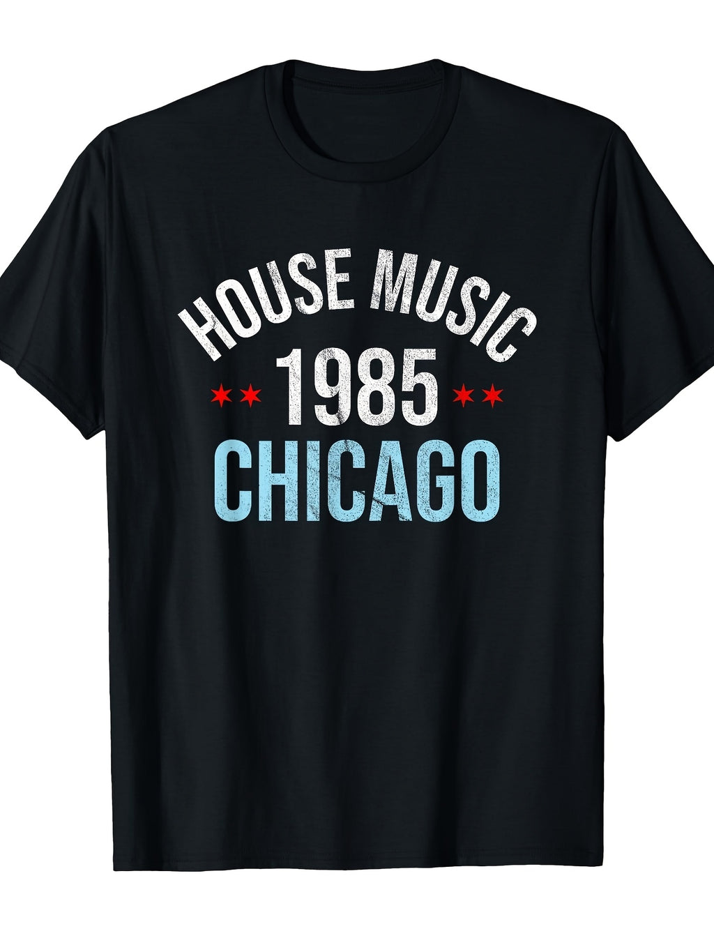 Men'S And Women'S House Music 1985 Chicago DJ Distressed Unisex 100% T-Shirt, Soft, All-Season Casual Streetwear Essential, All-Match All-Season Style, Affordable Daily Wear And Perfect Christmas Gift for Fans And Friends - 220G
