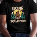 Plus Size Men's Summer T-shirt, Sasquatch T Shirt Gone Squatchin Graphic Print Short Sleeve Tees, Trendy Casual Tops For Daily Life, Big & Tall