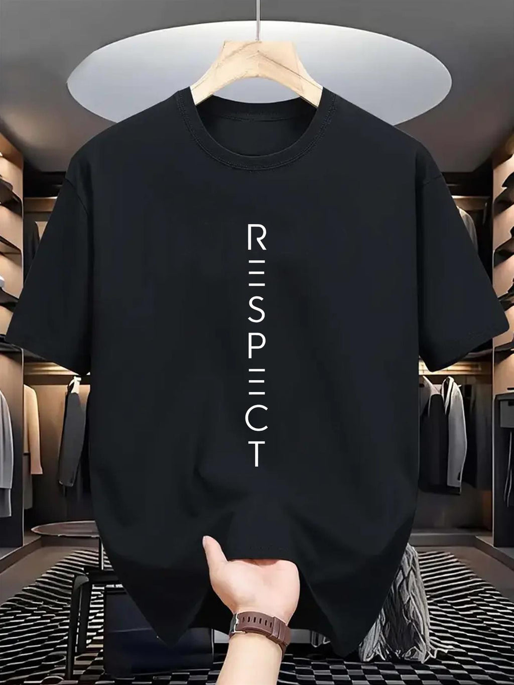 Men's Heavyweight T-Shirt - Soft Breathable Crew Neck Short Sleeve, Suitable for Casual & Formal Wear, Machine Washable Regular Fit Dual-Use Top with Dignity Graphic Lettering, Versatile for & Casual Attire (Black\u002FWhite)
