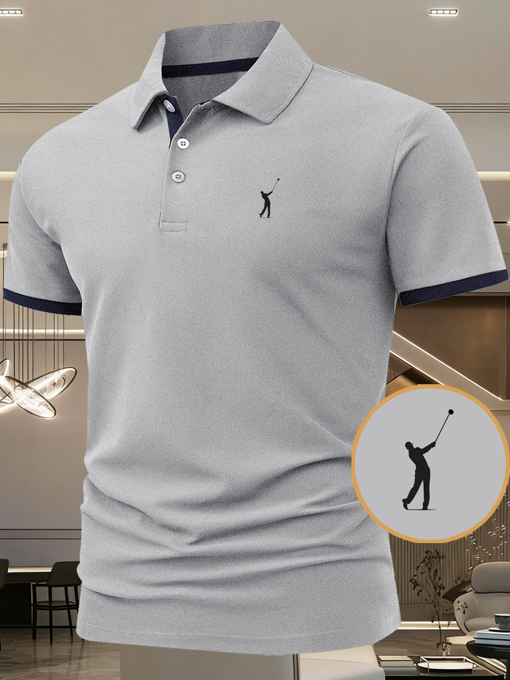 Men'S Pattern Print Top, Moisture-Wicking Polo Shirt, Versatile Short Sleeve Golf Shirt, Business Casual Dual-Use Style, Comfortable And Stylish Top, Ideal Holiday Gift