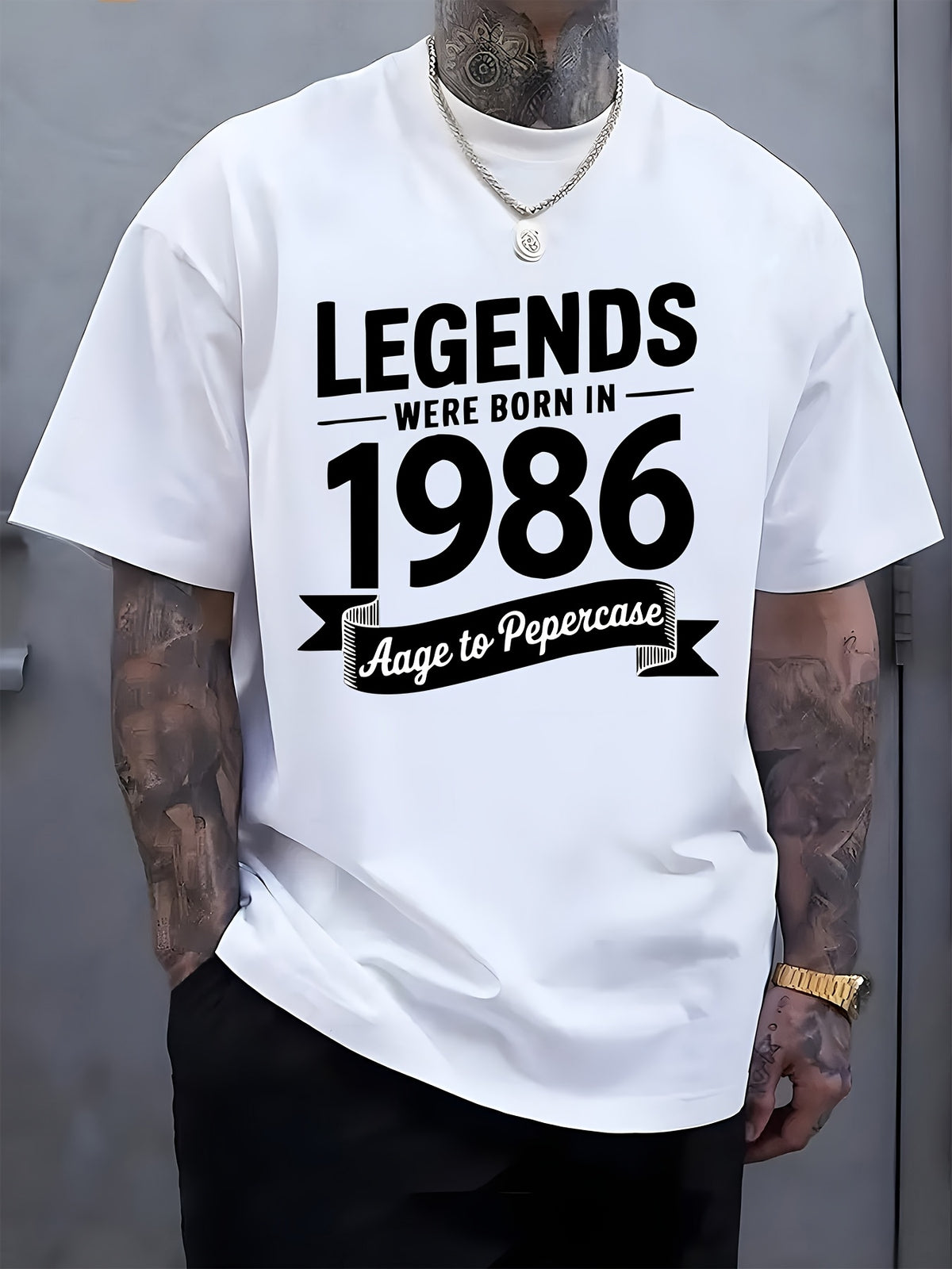 Men'S And Women'S 1986 Legends Born Age to Pepercase Unisex 100% T-Shirt, Soft, All Season Casual Streetwear Essential, All-Match All Season Style, Affordable Daily Wear And Perfect Gift for Fans And Friends - 220G