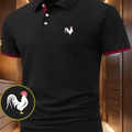 Chicken Print Casual Polo Shirt | Summer Short-Sleeve, Regular Fit, Lapel Collar, Slight Stretch Fabric, Button Details, Ideal for Outdoor Leisure and Various Occasions