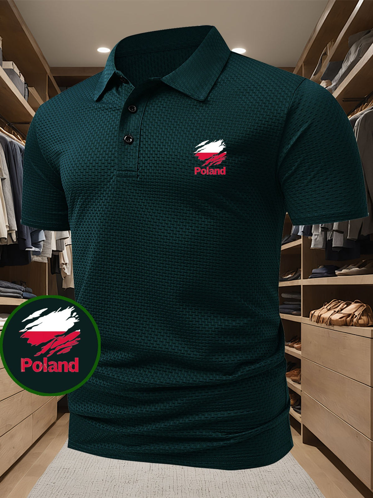 Poland Logo Print Men'S Casual Polo Shirt, Soft And Comfortable, Tennis Style Short Sleeve T-Shirt, Classic Golf Sportswear