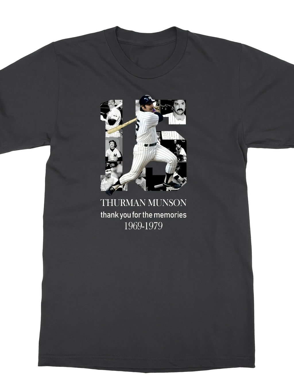 Men'S And Women'S 15 Thurman Munson Thank You for The Memories Unisex 100% T-Shirt, Soft, All Season Casual Streetwear Essential, All-Match All Season Style, Affordable Daily Wear & Perfect Christmas Gift for Fans And Friends - 220G