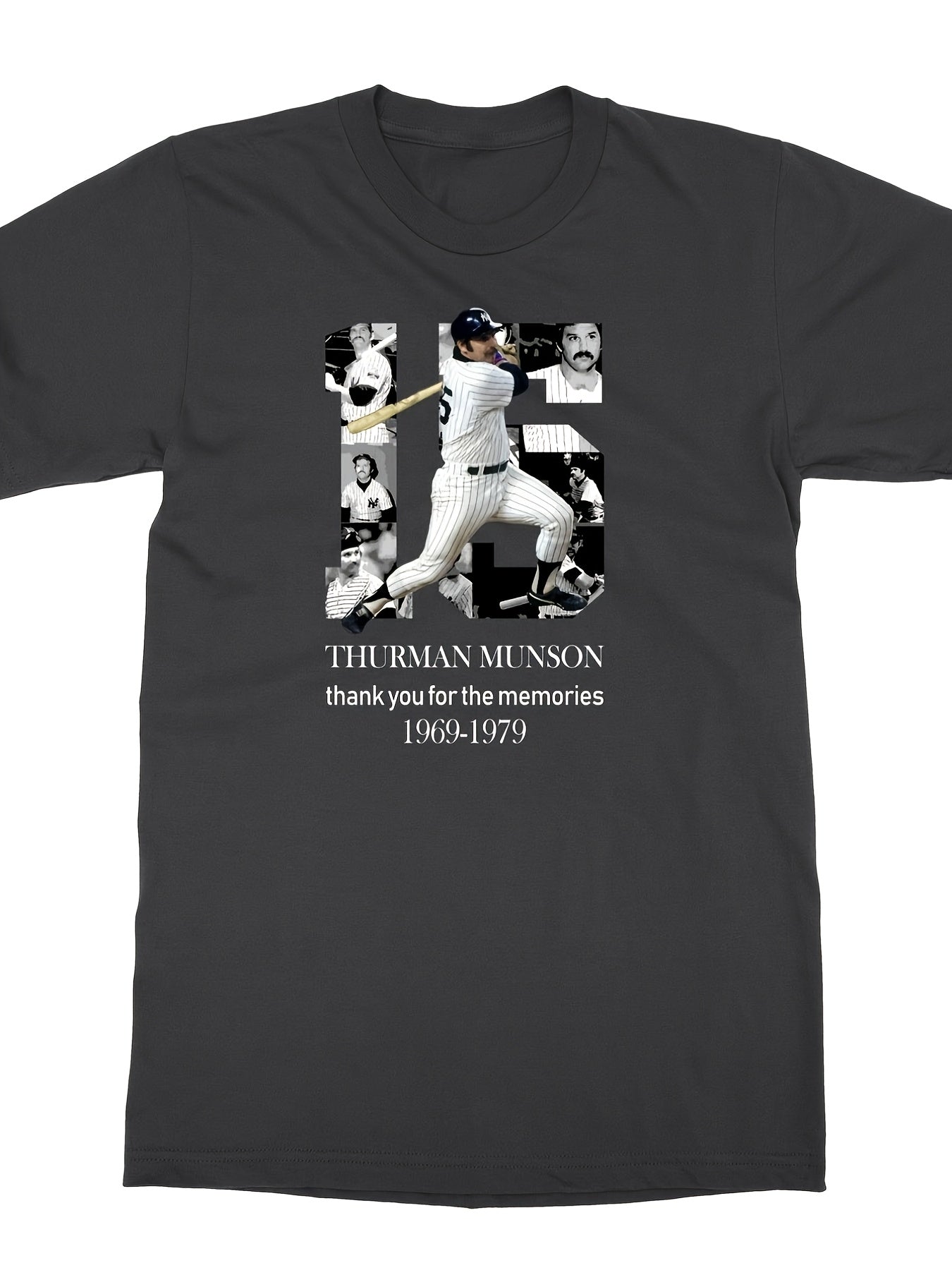 Men'S And Women'S 15 Thurman Munson Thank You for The Memories Unisex 100% T-Shirt, Soft, All Season Casual Streetwear Essential, All-Match All Season Style, Affordable Daily Wear & Perfect Christmas Gift for Fans And Friends - 220G