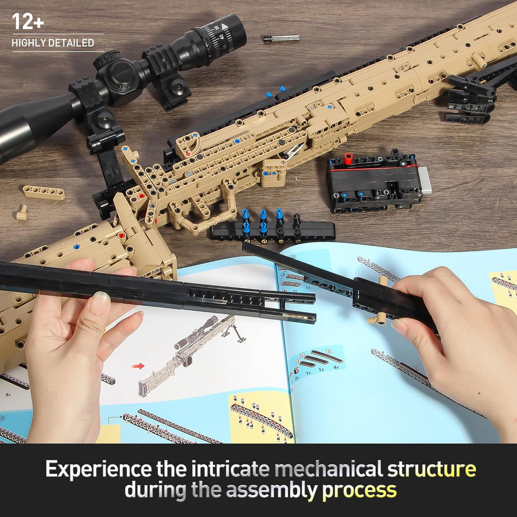 Fluorspar blaster Building Set for Adults, Large Scale Sniper Model Building Kit, Educational DIY Mechanical Assembly Toy for Boys 14+, Collectible Display Gift for Hobbyists, 1388Pcs