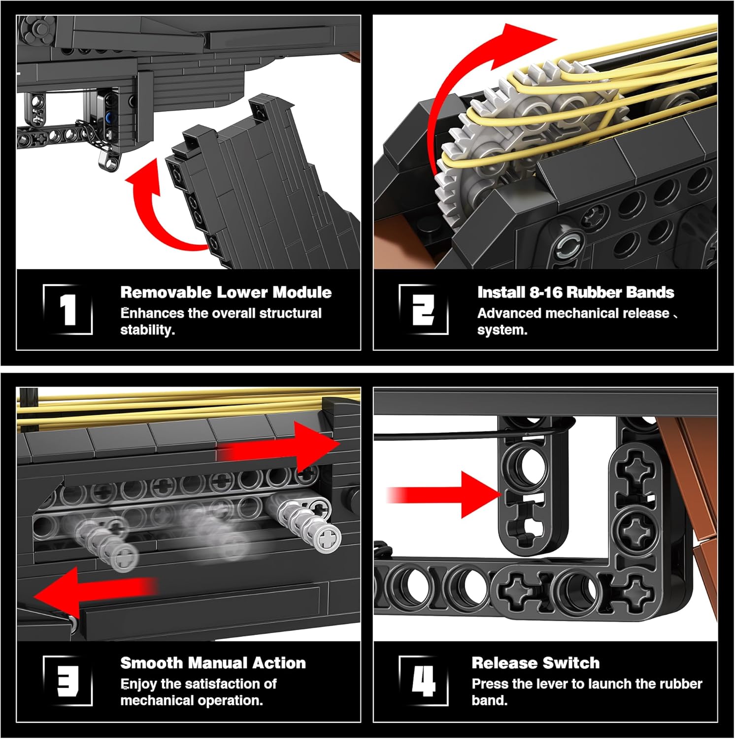 Building Block for Adults, Large Scale Classic Model Kit with Rubber Band Launcher, DIY Assembly Building Set for Boys 14+, Collectible Gift for Model Hobbyists, 1166Pcs