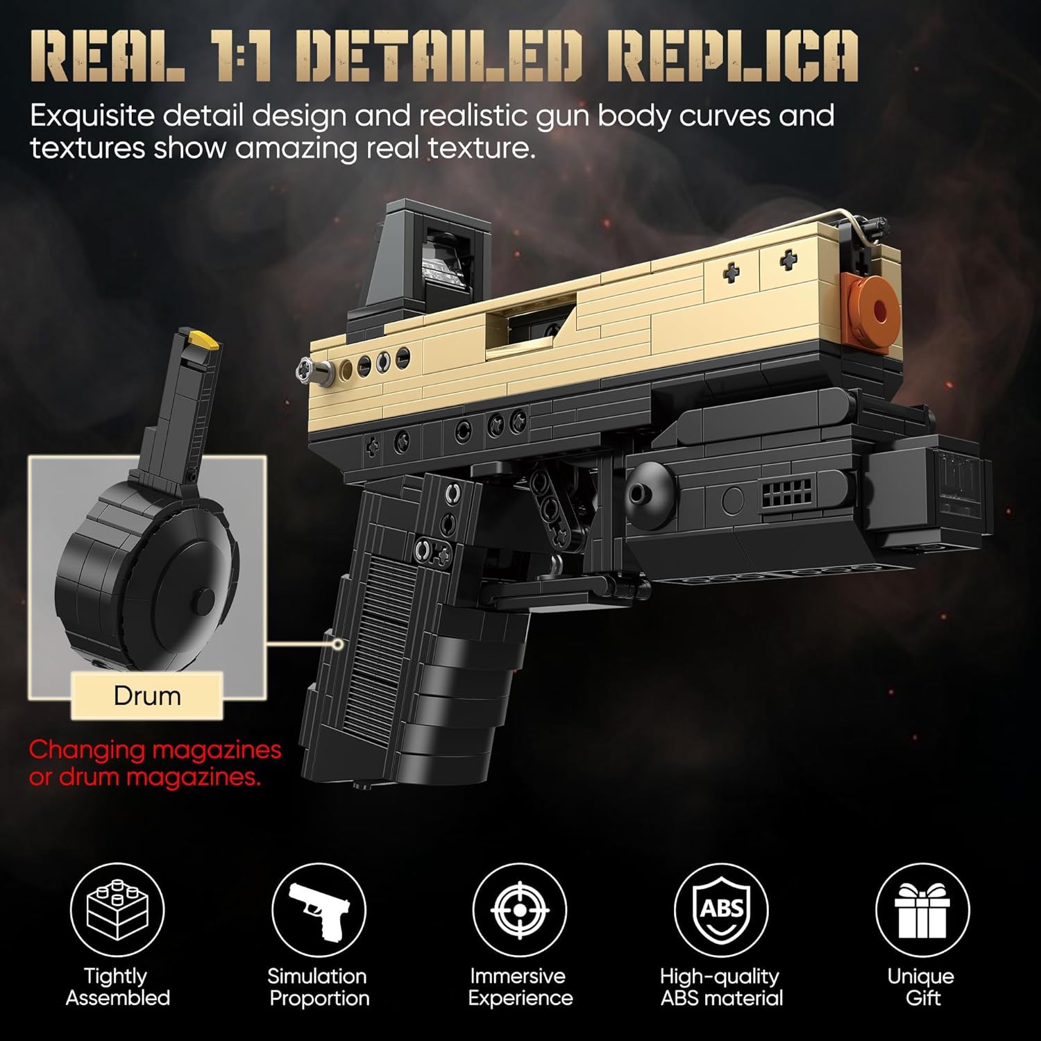 Model Gun Building Blocks Set, Building Bricks Toy Guns, Guns Buildings Toys for Boys Kids Adults Sniper Set Shootable, Toy Pistol Model Kit for Military Fan