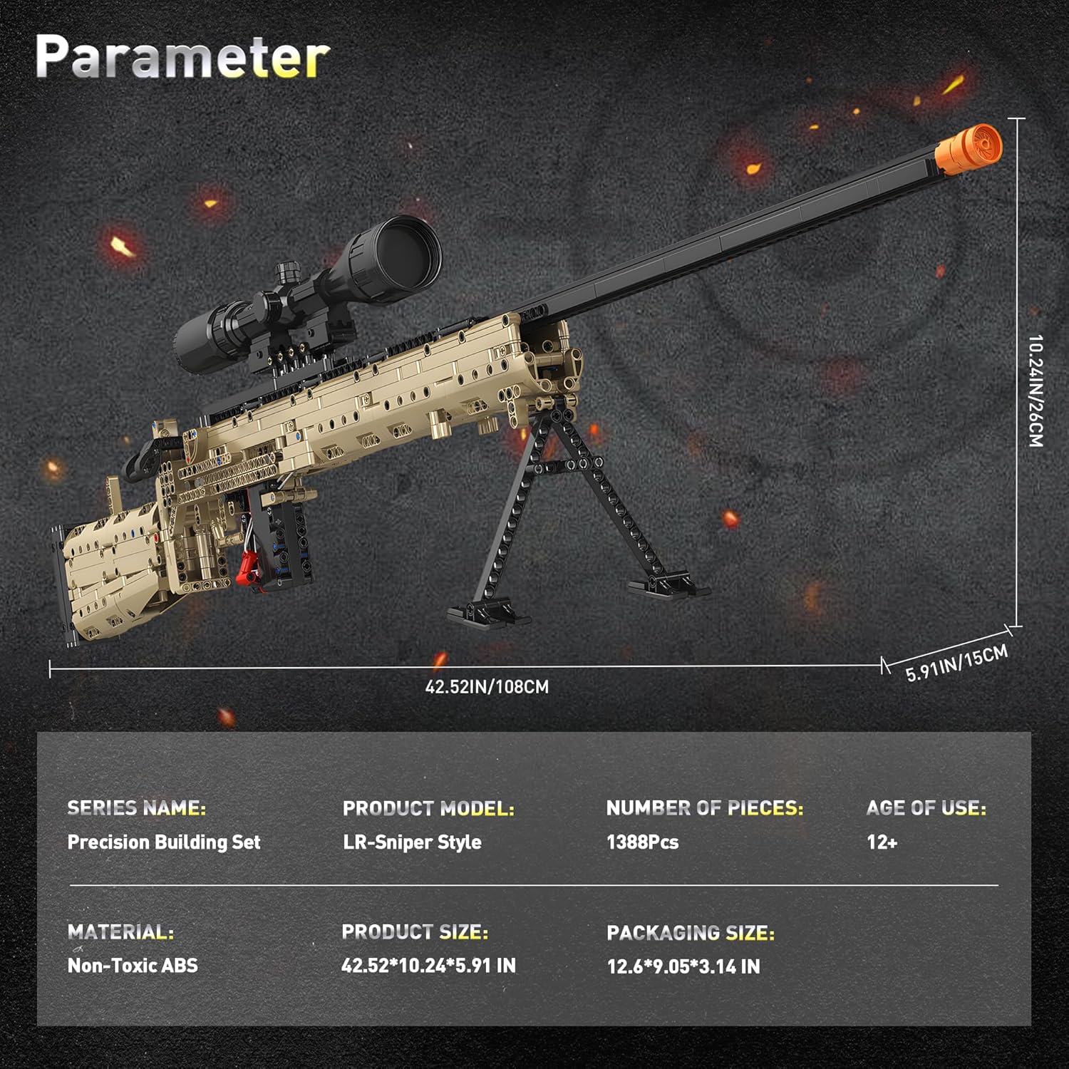 Fluorspar blaster Building Set for Adults, Large Scale Sniper Model Building Kit, Educational DIY Mechanical Assembly Toy for Boys 14+, Collectible Display Gift for Hobbyists, 1388Pcs