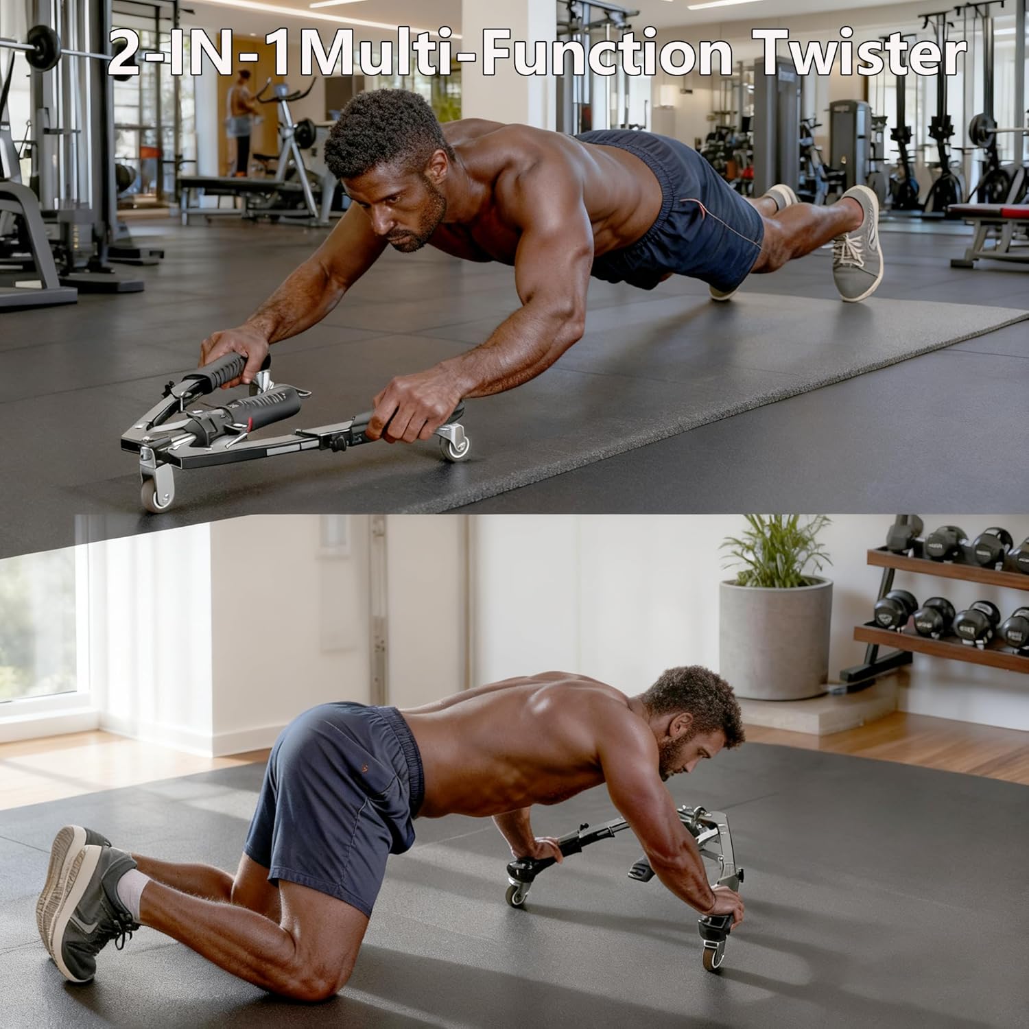 Mymus CoreFlex Twister Pro, Hydraulic Power Chest Press Machine, All-in-One Adjustable Hydraulic Arm Exerciser Twister Bar, 22-440lbs, 2-in-1 Chest Trainer with Ab Roller Wheel