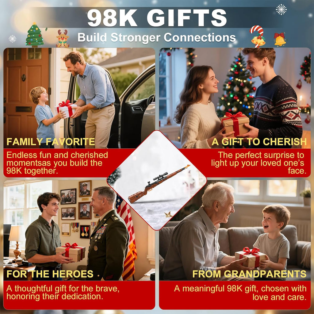 Sosuy Building Block Gun Sets, Kar98k DIY Shootable Sniper Rifle Model Guns Army Toys for Adult Teen Boys, Birthday Gifts for Men Kids Age 8+, Realistic Bricks Collection for Military Fan 1025PCS