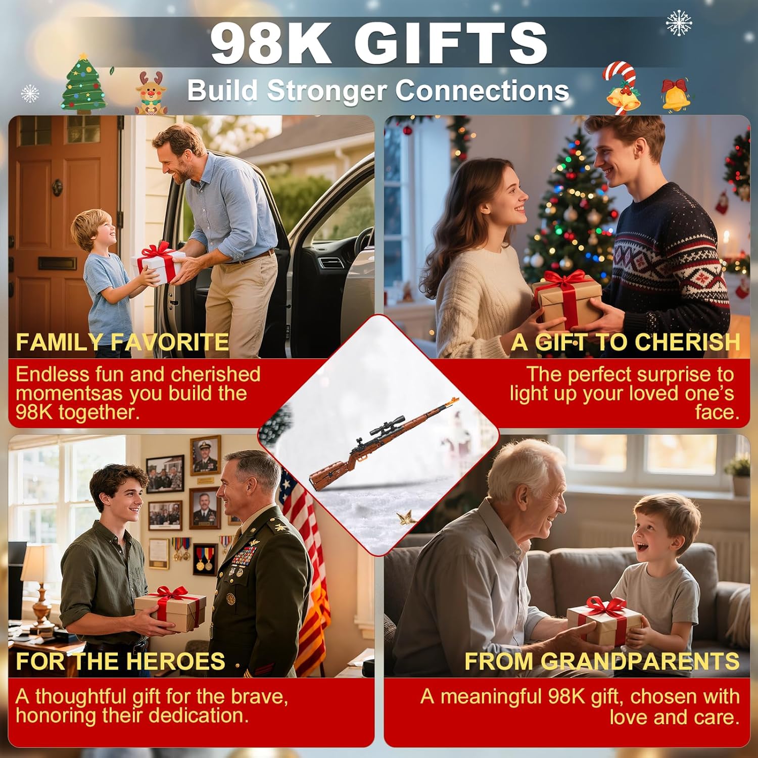 Sosuy Building Block Gun Sets, Kar98k DIY Shootable Sniper Rifle Model Guns Army Toys for Adult Teen Boys, Birthday Gifts for Men Kids Age 8+, Realistic Bricks Collection for Military Fan 1025PCS