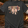 Men's Thanksgiving Pattern T Shirt Autumn Harvest Print with Leopard Bow And Floral Decoration Casual Round Neck Short Sleeve Machine Washable Regular Fit Essential for Autumn And Holidays