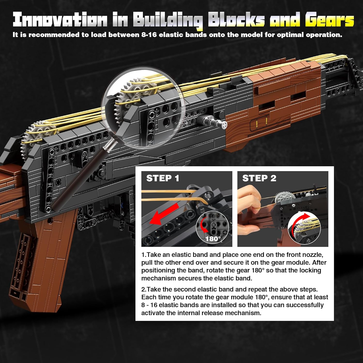 Building Block for Adults, Large Scale Classic Model Kit with Rubber Band Launcher, DIY Assembly Building Set for Boys 14+, Collectible Gift for Model Hobbyists, 1166Pcs