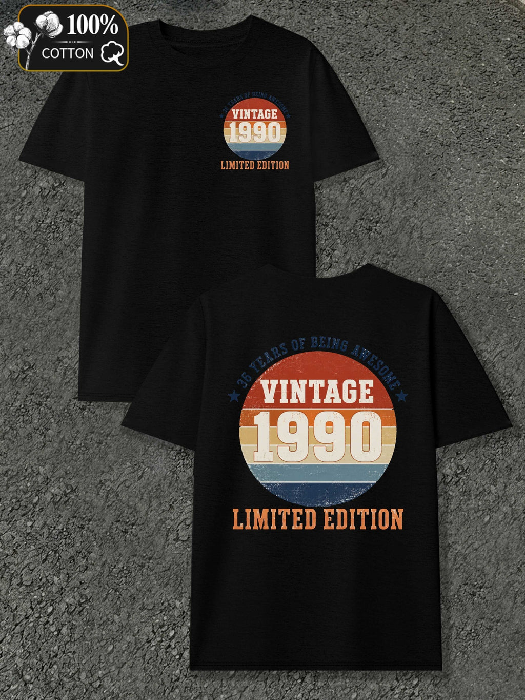Vintage 1990 Birthday Edition Men's T-shirts with Markings