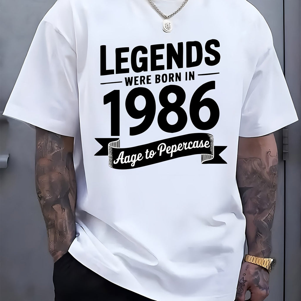 Men'S And Women'S 1986 Legends Born Age to Pepercase Unisex 100% T-Shirt, Soft, All Season Casual Streetwear Essential, All-Match All Season Style, Affordable Daily Wear And Perfect Gift for Fans And Friends - 220G