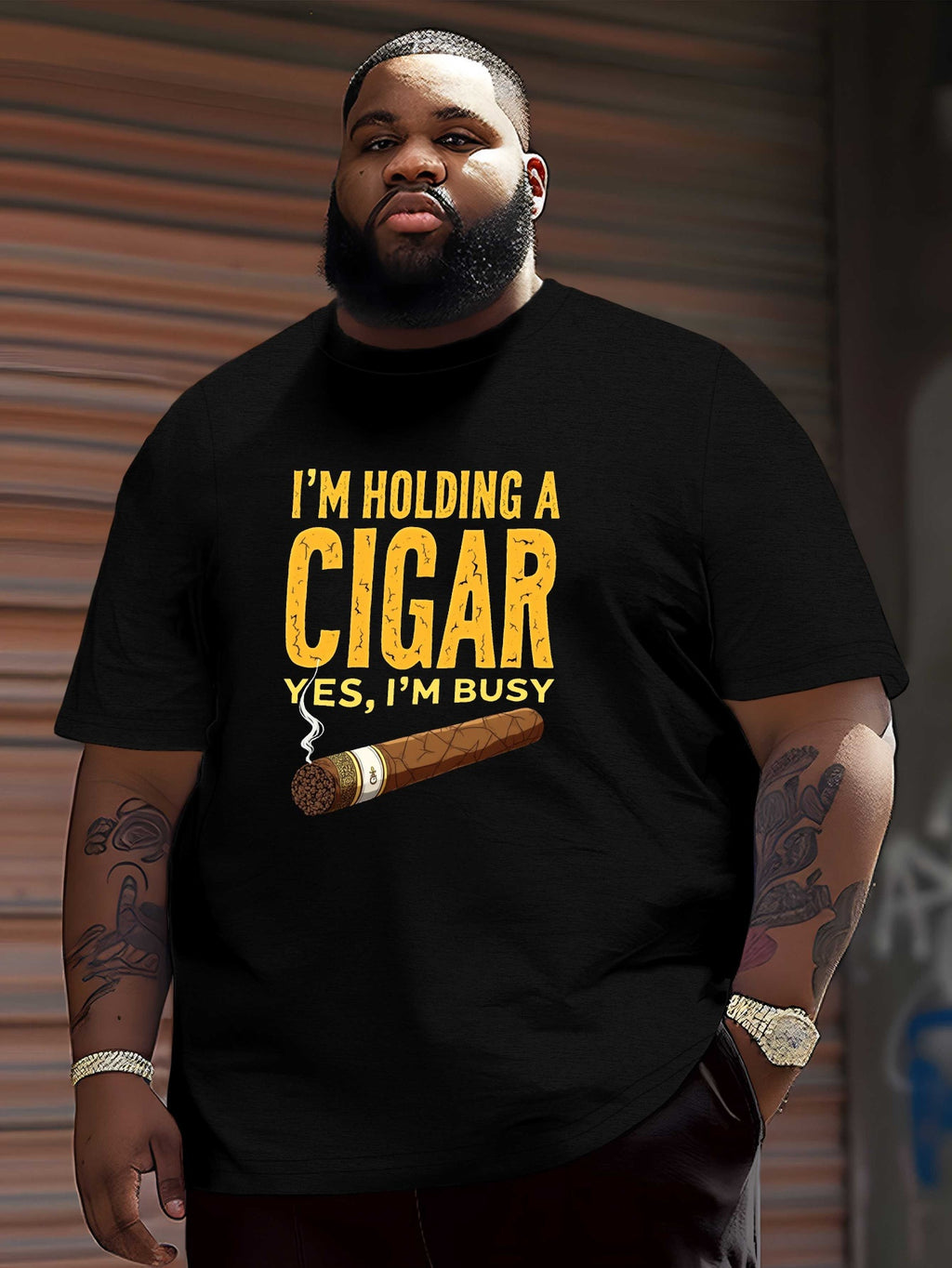 Cigar Busy Humorous Text Crinkle Plus Size Men'S T-Shirt