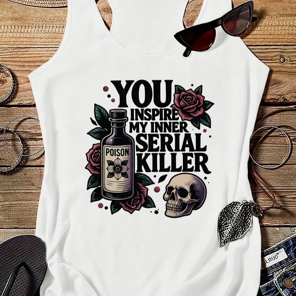 Poison, Rose Print Women'S Fashion Printed Round Neck Tank Top PB-211