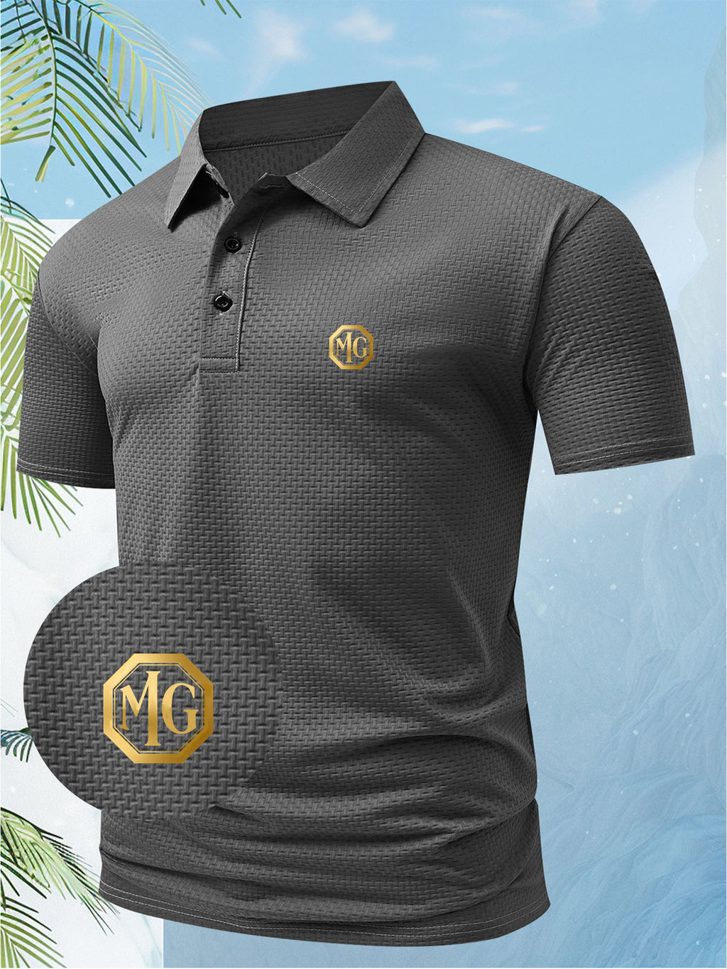 A Men's Unique and Creative for MG English Letter Fashion Design Logo Polo Shirt, Suitable for All Seasons. The Regular Fit Combines European and American Fashion, Showcasing a Casual and Simple Style, Making It Ideal for Formal Occasions and Daily