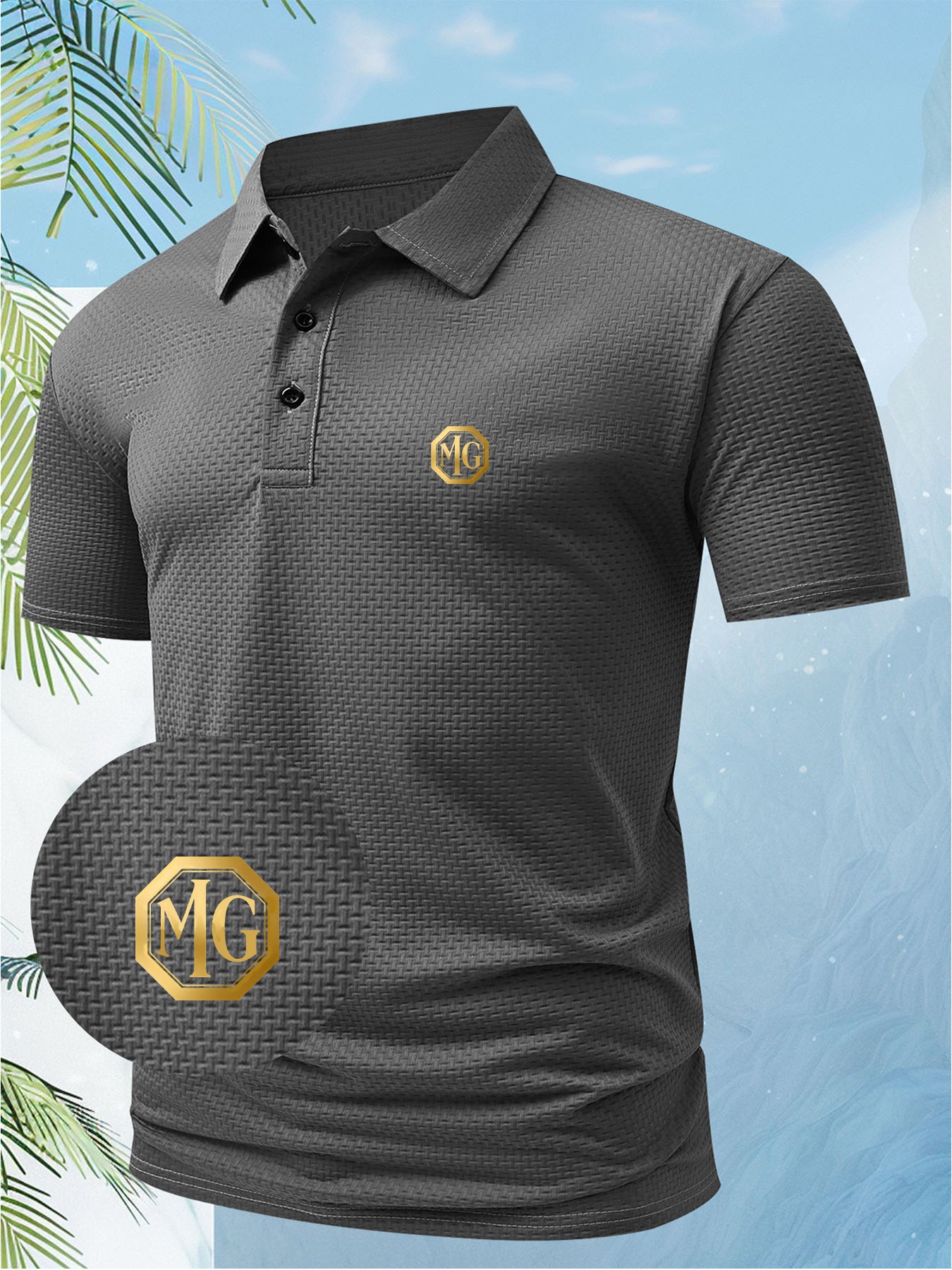 A Men's Unique and Creative for MG English Letter Fashion Design Logo Polo Shirt, Suitable for All Seasons. The Regular Fit Combines European and American Fashion, Showcasing a Casual and Simple Style, Making It Ideal for Formal Occasions and Daily