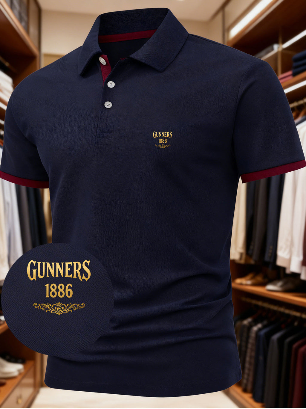 1pc Men'S Unique Creative GUNNERS 1886 English Letter Fashion Design Logo Pattern Print Short Sleeve Shirt, Suitable for All Seasons, Regular Fit Blending European And American Fashion, Showcasing Casual Simplicity