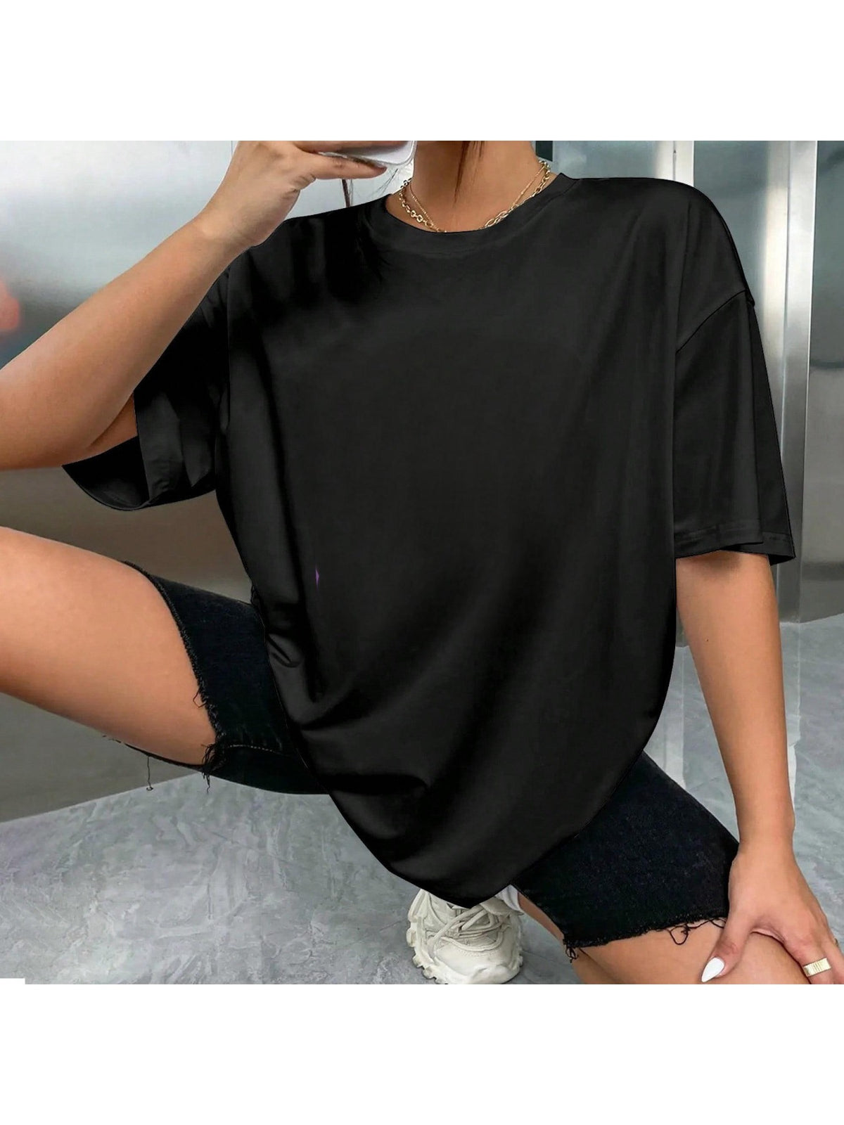 Plaid Flame Lip Pattern Ladies' Pure Short Sleeved T-Shirt, Machine Washable And Easy to Care For, Fashionable And Casual Style, Suitable for Daily Use on The Street