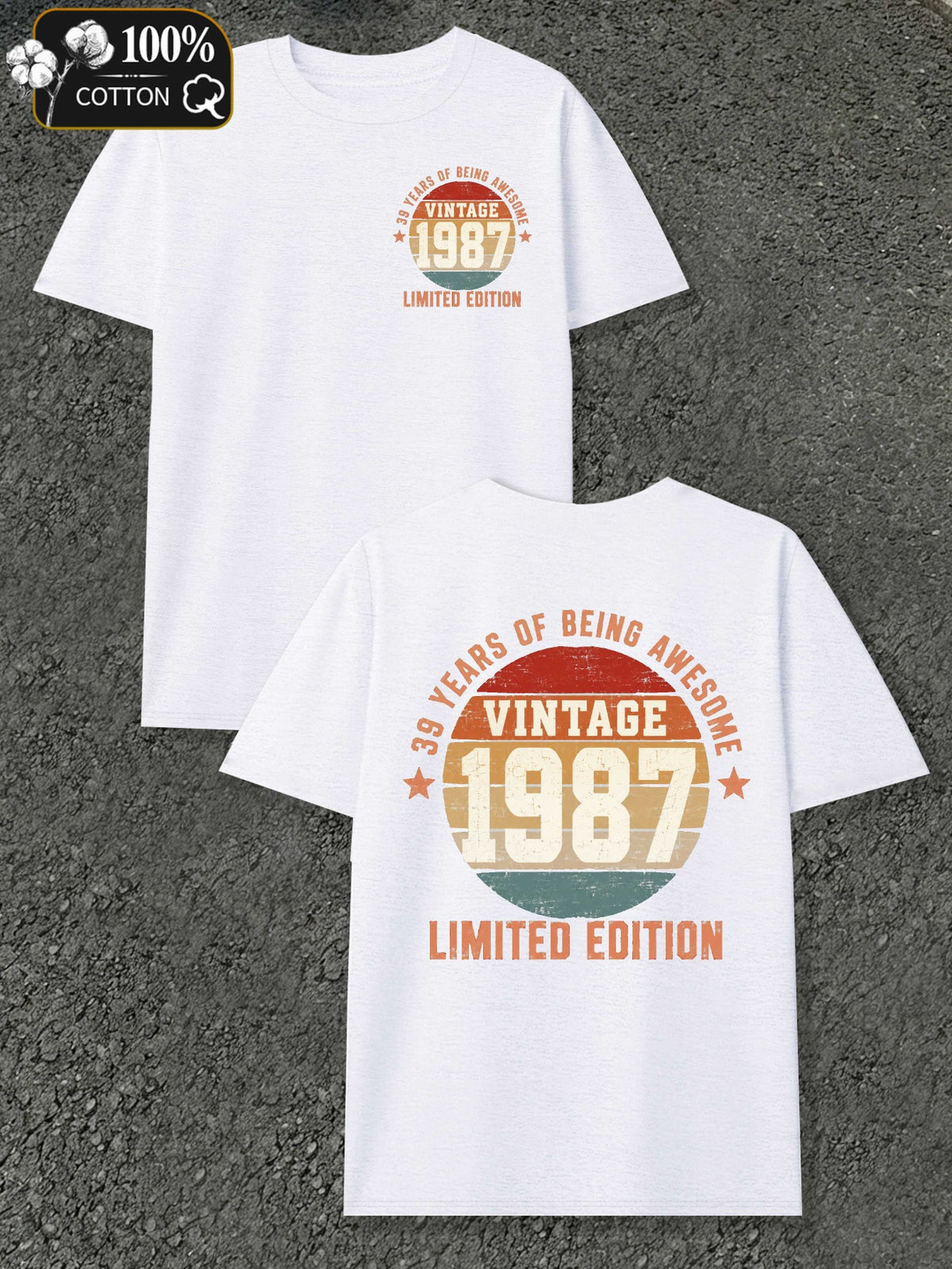 Men's Vintage 1987 Limited Edition T-Shirt - Retro 30+ Year Suitable for Casual Wear, Themed Events & Everyday Use, Machine Washable Round Neck Tee with Original Markings, Nostalgic Apparel
