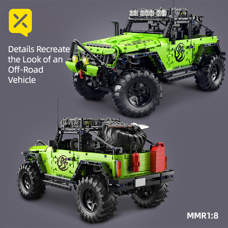 2372pcs! 1:8 large scale heavy cross-country building block car, exquisite and fun. The solid body is equipped with domineering large tires, and the details are rich and super cool. Hands-on assembly, enjoy the joy of creation, suitable for building block