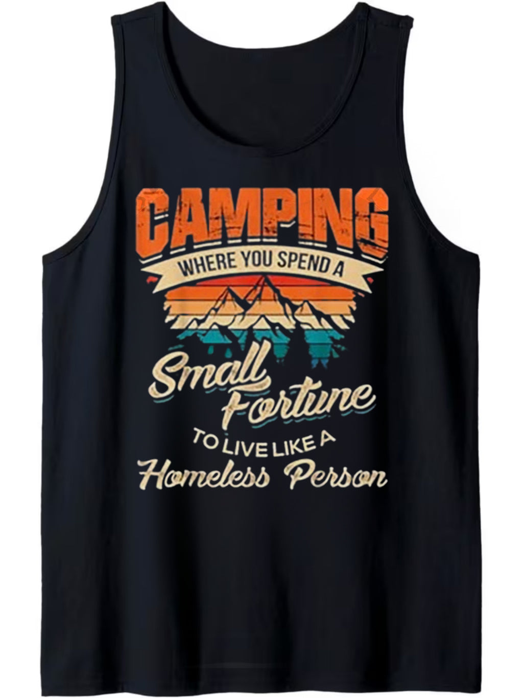 Funny Camping Tank Top with Camping Where You Spend a Small Fortune Like a Homeless Person Saying Retro Graphic Tank Top for Men & Women, Comfortable Casual Narrow Tank Top Round Neck Shirt with Tent, Slim Fit Muscle Tank Top Gym & Daily All Match