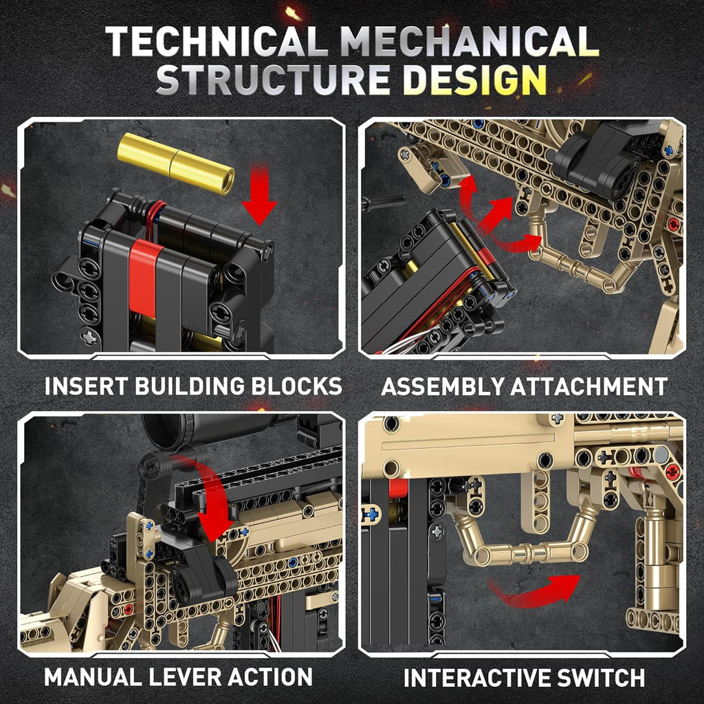 Fluorspar blaster Building Set for Adults, Large Scale Sniper Model Building Kit, Educational DIY Mechanical Assembly Toy for Boys 14+, Collectible Display Gift for Hobbyists, 1388Pcs